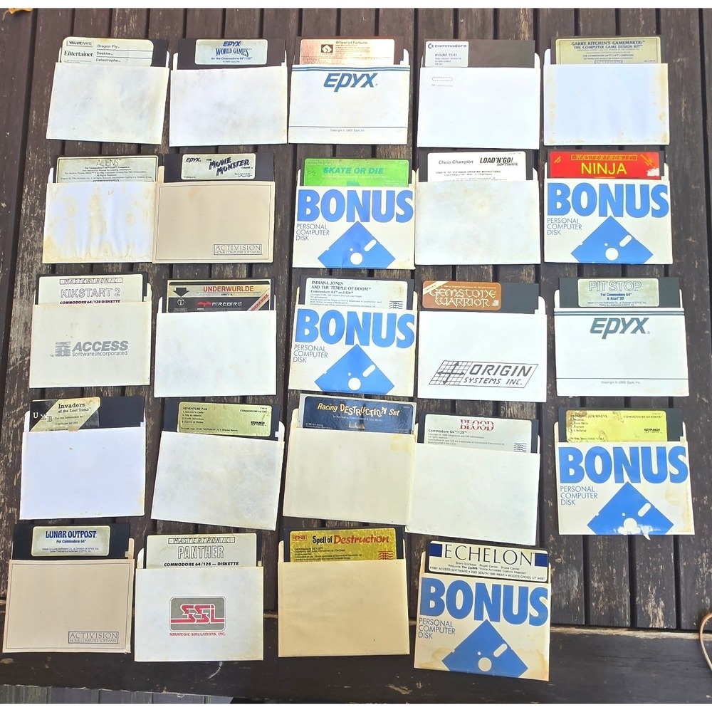 Vintage Commodore 64 C64 5.25" Floppy Disk Game Lot Epyx EA Activision Mindscape